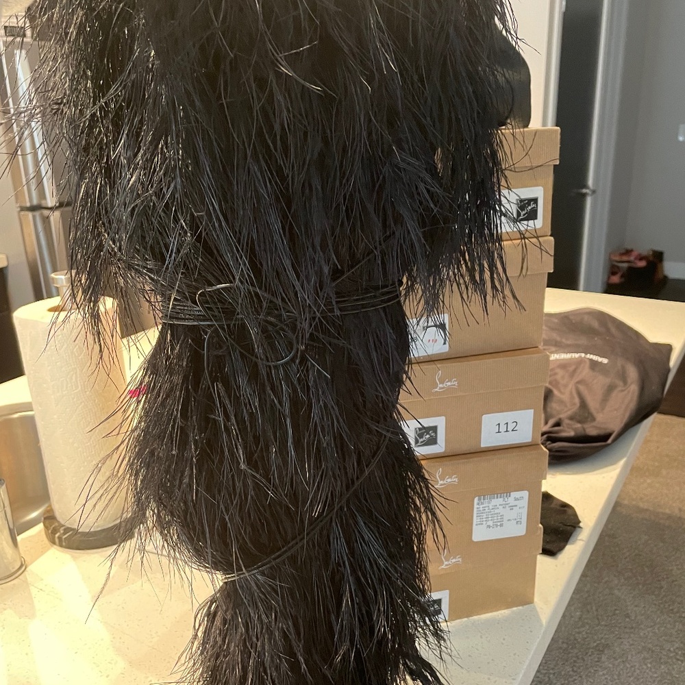 Ysl ostrich feather boots, brand new with dust bag size 38